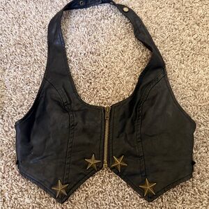 Edgy Black Star-Studded Crop Top